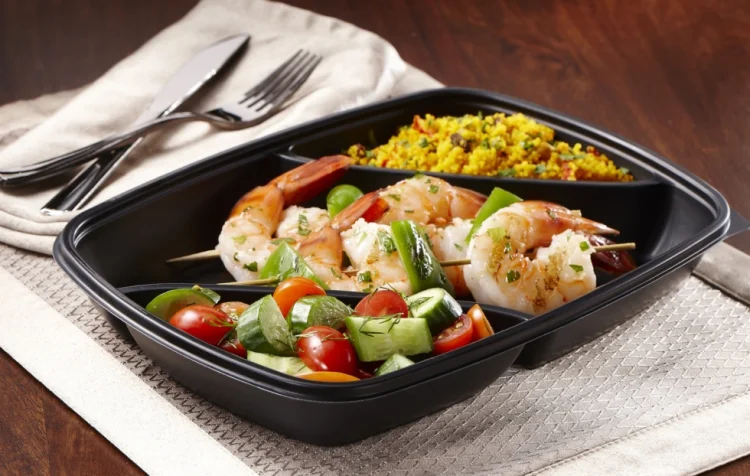  Rectangular container 3 compartments Black 975ml 28x20cm 