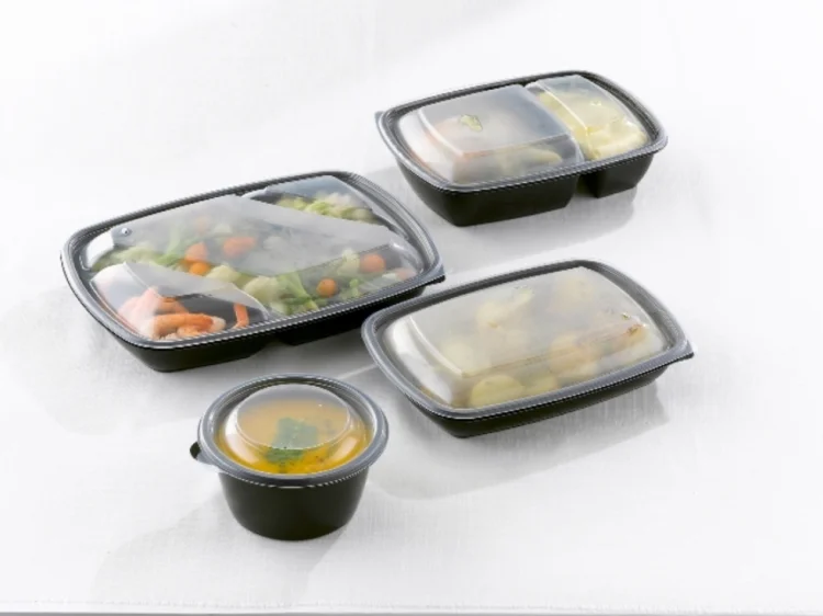  Rectangular container 2 compartments Black 900ml 23x17cm 
