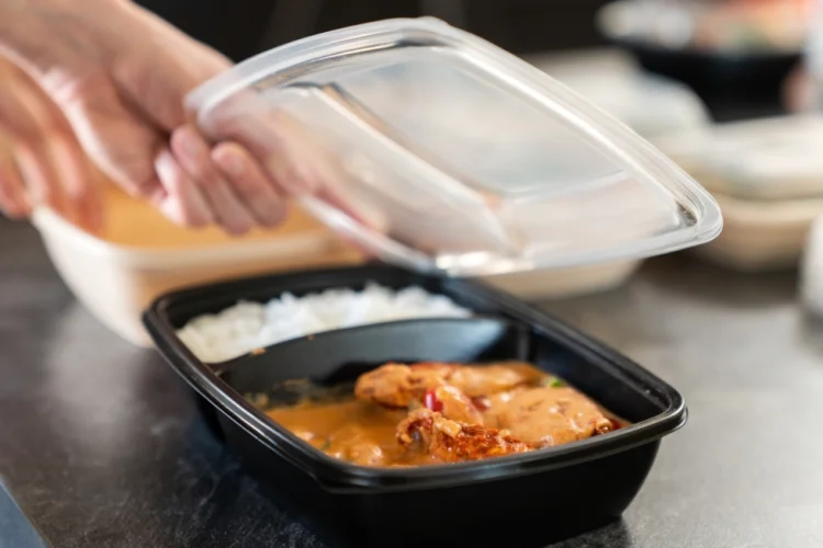  Rectangular container 2 compartments Black 900ml 23x17cm 