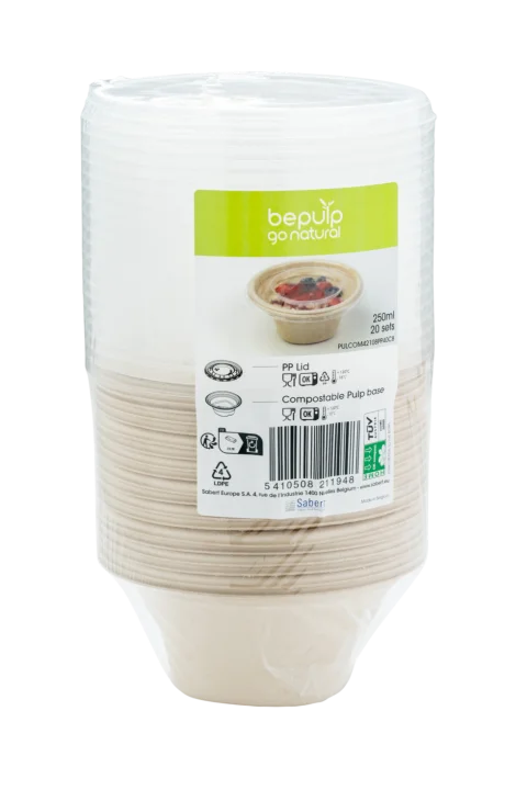  Combo Pulp Round Bowl 250ml+PP lid 