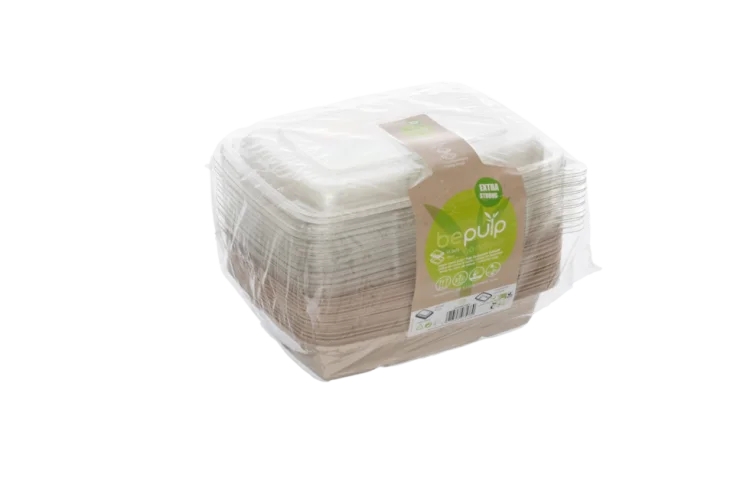  COMBO pulp rectangular tray 950ml + rPET Lid 